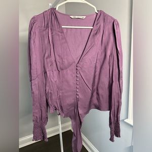 Zara purple blouse with tie knot. Size small
